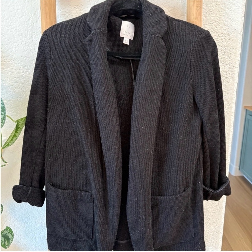 LC Lauren Conrad Black Open-Front Knit Blazer